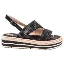 Small Swan Braided Sandals On The Platform black Small Swan Braided Sandals On The Platform black