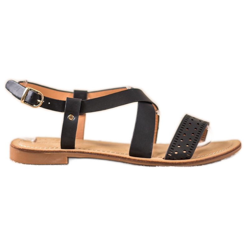 Small Swan Black Sandals With Eco Leather