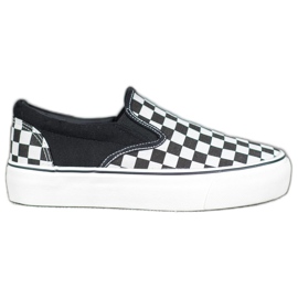 SHELOVET Black And White Slipons On The Platform
