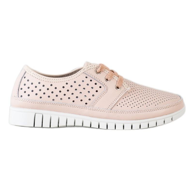 Kylie Leather Brogues On The Platform pink