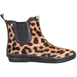 Kylie Leopard Print Suede Wellies brown black