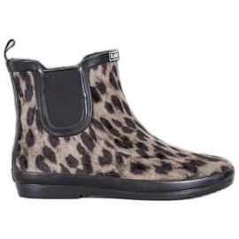 Kylie Leopard Print Suede Wellies beige black