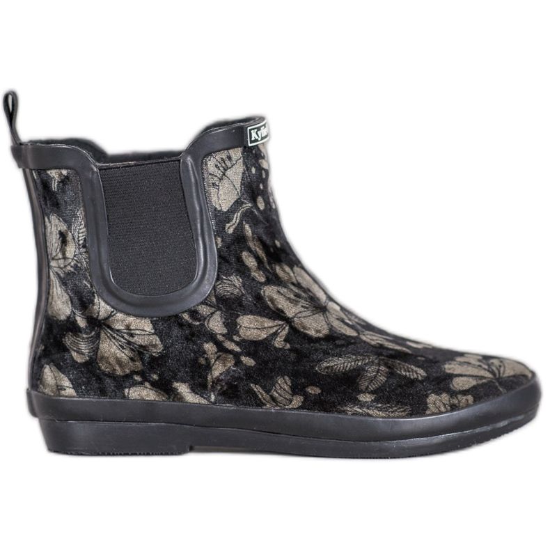 Kylie Suede Wellies With Flowers black Kylie Suede Wellies With Flowers black