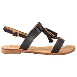 Small Swan Classic Sandals With Fringes black Small Swan Classic Sandals With Fringes black