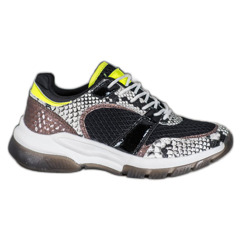 Kylie Comfortable Snake Print Sneakers black multicolored