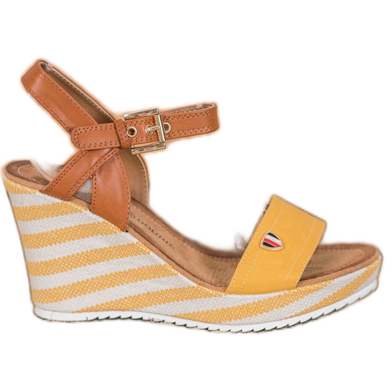 Goodin Fashionable wedge sandals brown multicolored yellow