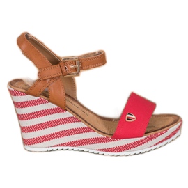 Goodin Fashionable wedge sandals brown red multicolored