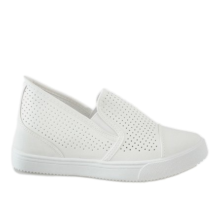 White openwork sneakers on the wedge DD441-2