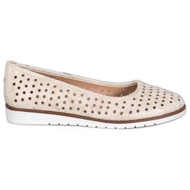 Kylie Openwork Ballerinas With Glitter beige golden