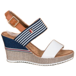 Goodin Wedge Sandals white blue
