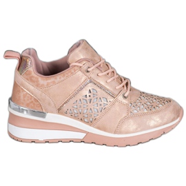 Kylie Sneakers With Openwork Pattern brown pink