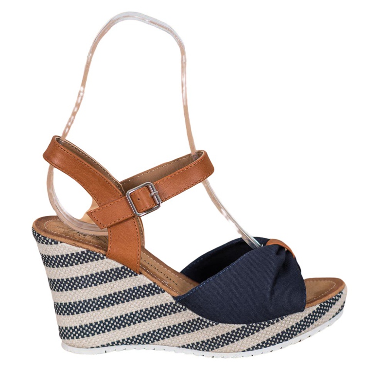 Goodin Navy Blue Sandals On Wedge brown