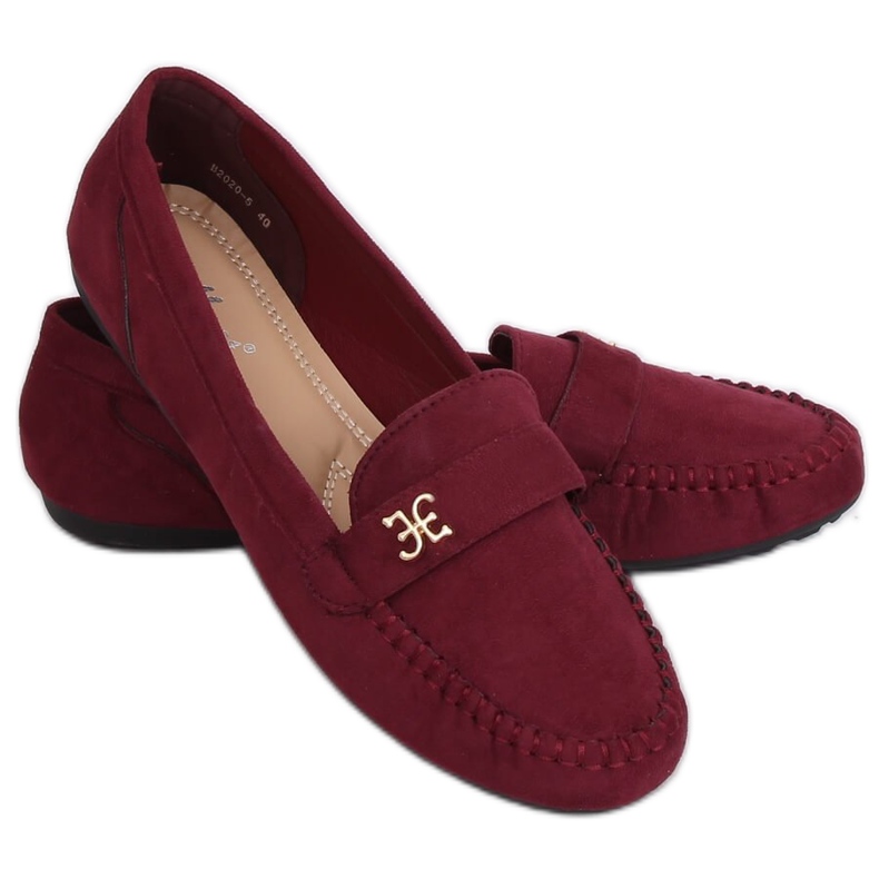 Women's burgundy loafers B2020 Wine red