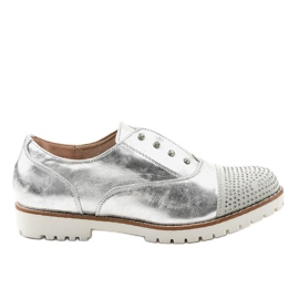 Slip-on silver shoes with GF-FD9 studs Slip-on silver shoes with GF-FD9 studs