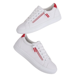 White BY-231 WHITE / RED women's sneakers