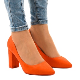 Orange pumps on a post made of WD67P eco-suede