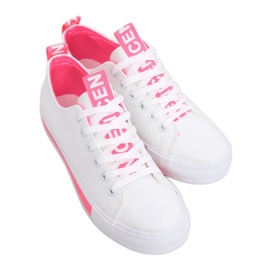 Women's white and pink sneakers A88-23 Fushia