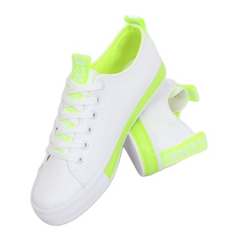 Women's white and green sneakers A88-23 Green