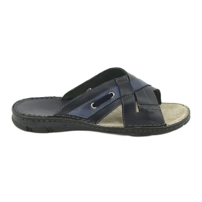 Comfortable Leather Slippers Naszbut 055 navy blue blue