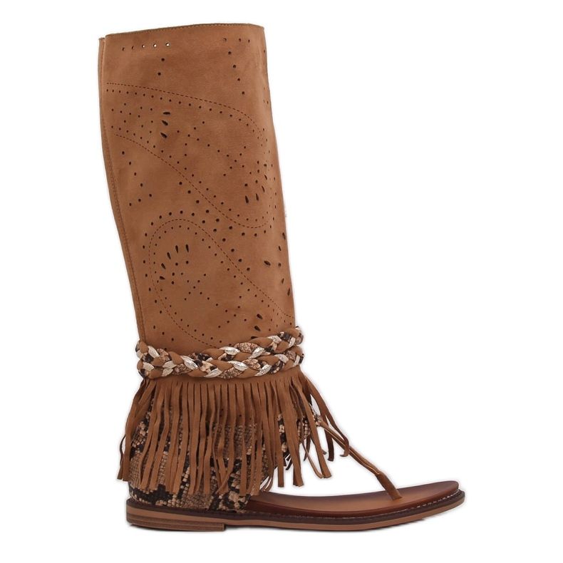 Boho flip-flops with camel NS130P Camel shank brown