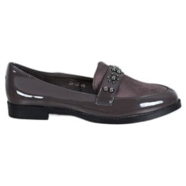 SHELOVET Lacquered loafers grey