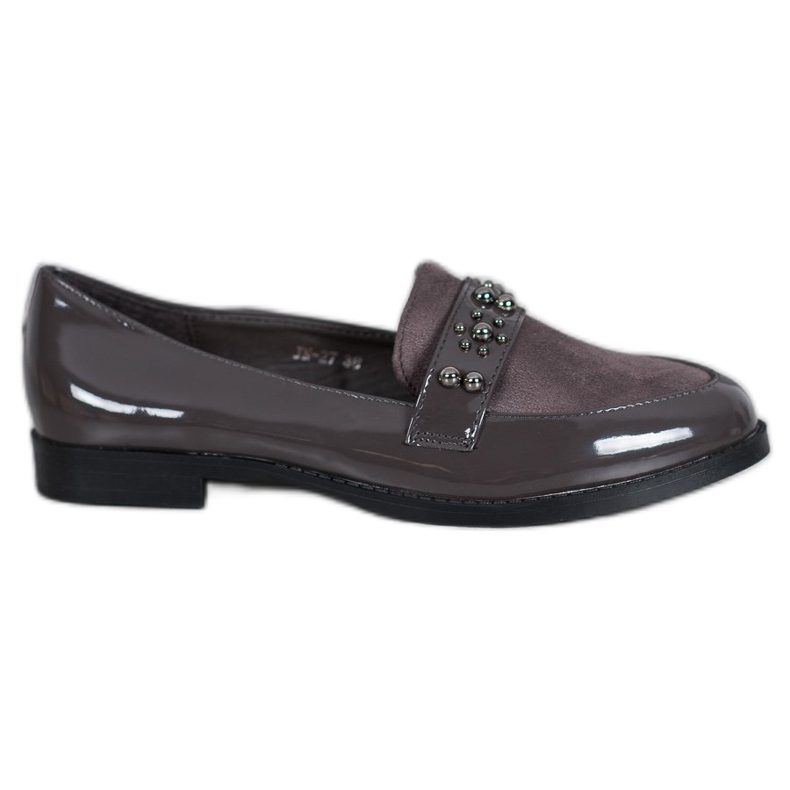 SHELOVET Lacquered loafers grey