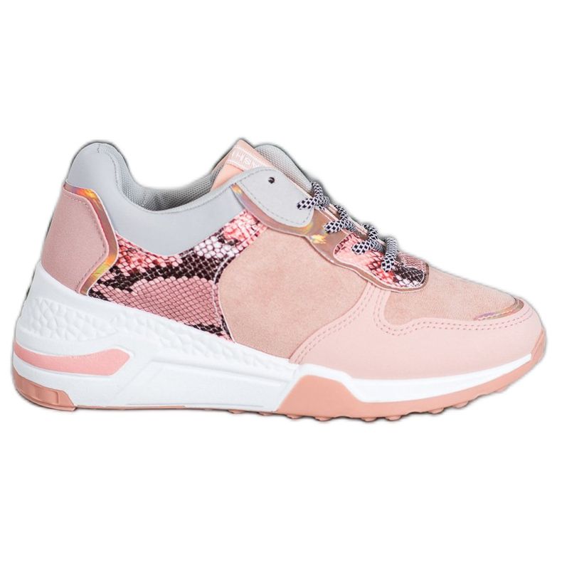 SHELOVET Snake Print Sneakers pink