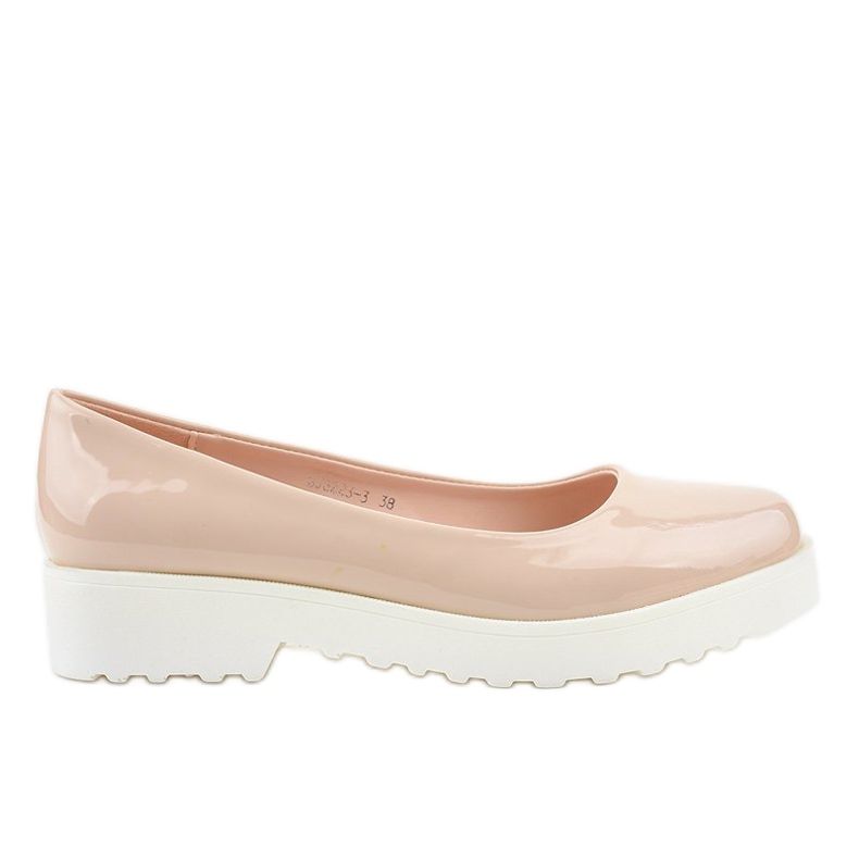 Beige, slip on wedge shoes BJ6223-3