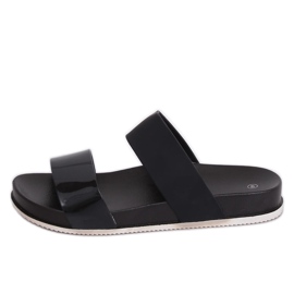 Black CK66P Black slippers with rubber straps