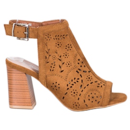 Mannika Built-up Openwork Sandals brown