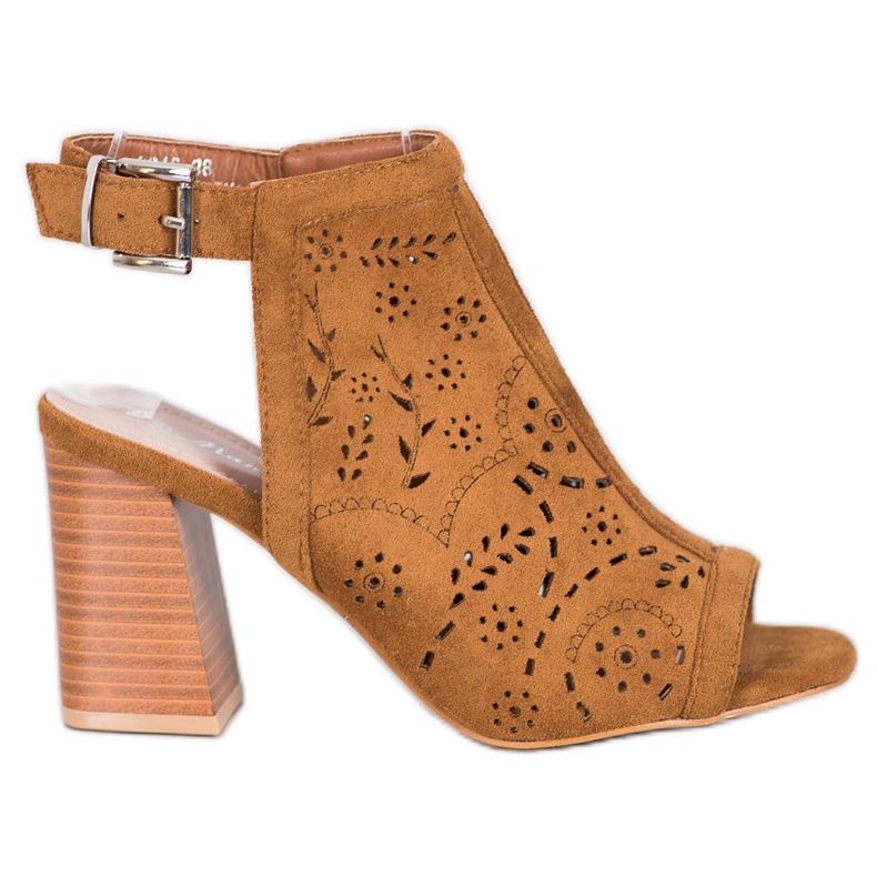 Mannika Built-up Openwork Sandals brown