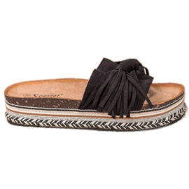Seastar Slippers With Fringes black Seastar Slippers With Fringes black