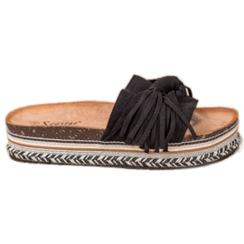 Seastar Slippers With Fringes black