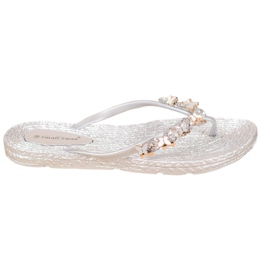 SHELOVET Rubber Flip-Flops With Ornaments grey