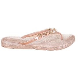 SHELOVET Rubber Flip-Flops With Ornaments pink