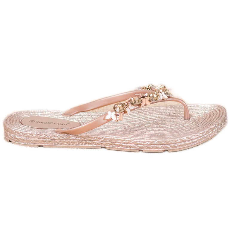 SHELOVET Rubber Flip-Flops With Ornaments pink