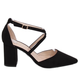 Pumps high heels cut black D85-5 Black