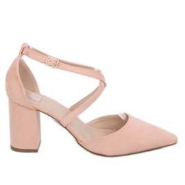 Pumps high heels cut pink D85-5 Nude multicolored Pumps high heels cut pink D85-5 Nude multicolored
