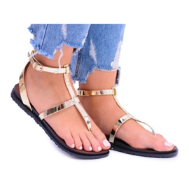 Lu Boo Golden Mirror Sandals Roman Japanese