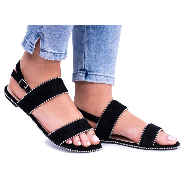 Lu Boo Women's Black Sandals Jets Noeli