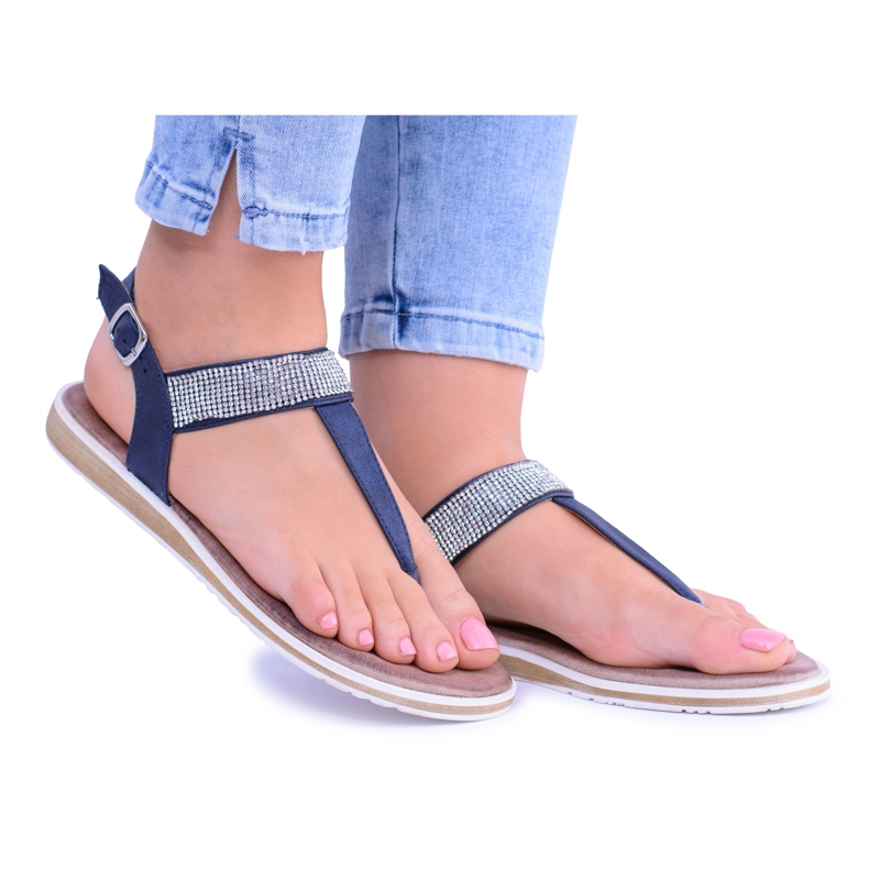 S.Barski Women's Vamos Navy Blue Flat Sandals S.Barski Women's Vamos Navy Blue Flat Sandals