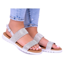 Lu Boo Women's Silver Sandals With Perfect Cubic Zirconia grey