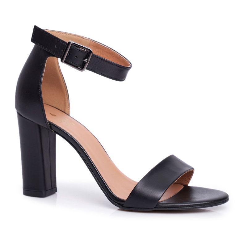 Sandals On A Heel Laura Messi 1760 Grain Leather Black Iliad