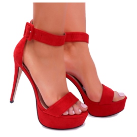 NFR Women's Sandals on a high heel Platform Red Welbos