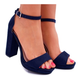 ADY Women's Navy Blue Sandals On A Heel Debora Platform