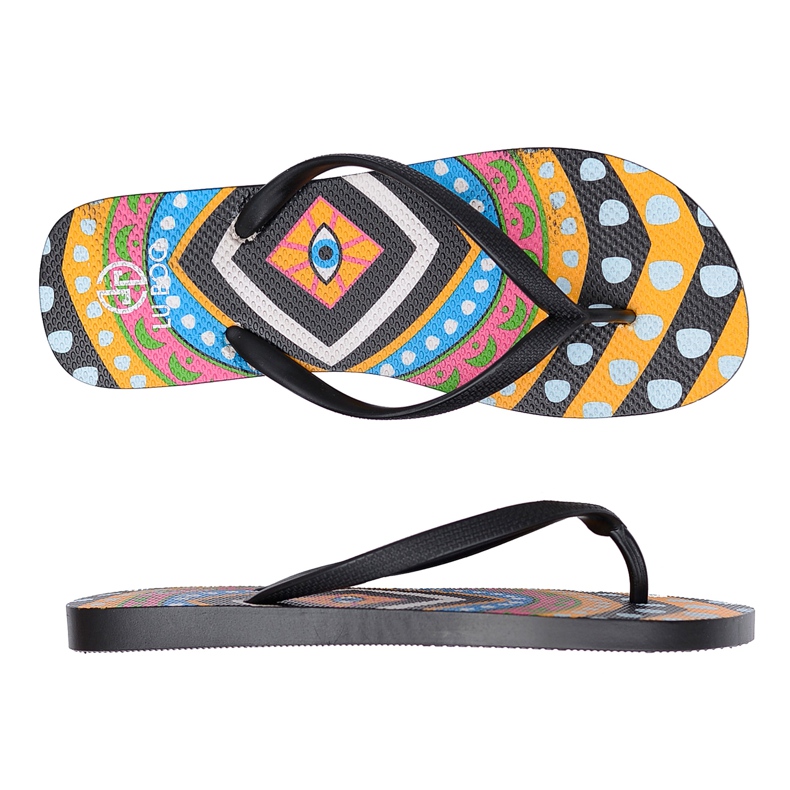 Lu Boo | Pin-up Black Aztec Havanna flip-flops multicolored