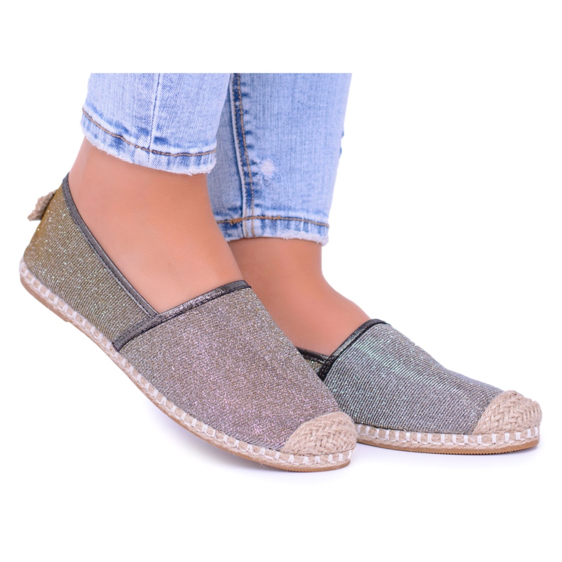 Lu Boo Glitter Women's Espadrilles Slip On Miravet beige golden