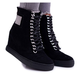 Lu Boo | Suede Black Sneakers Monica Silver Chain