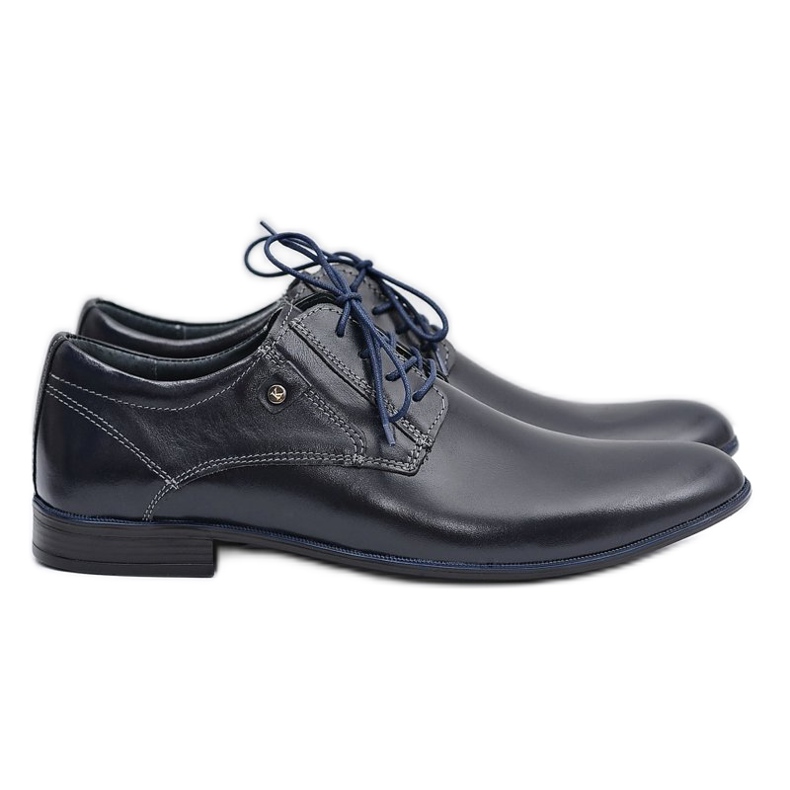 KOMODO Navy Blue Leather Elegant Shoes from Massimiliano