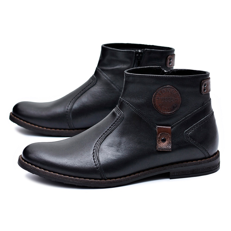 Joker Black Men's Warm Boots with Fabrigo Zipper